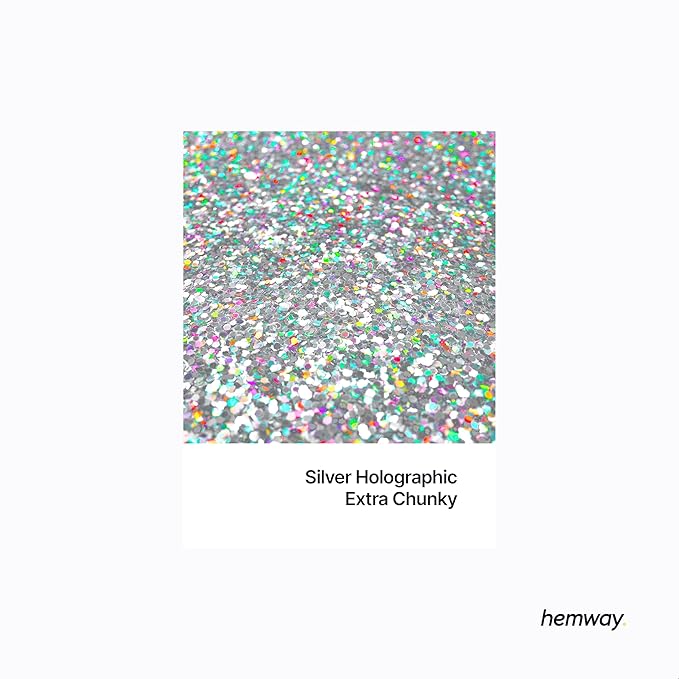 Hemway Eco Friendly Biodegradable Glitter 100g / 3.5oz Bio Sparkle Vegan for Festival, Art, Craft - Extra Chunky (1/24" 0.040" 1mm) - Silver Holographic