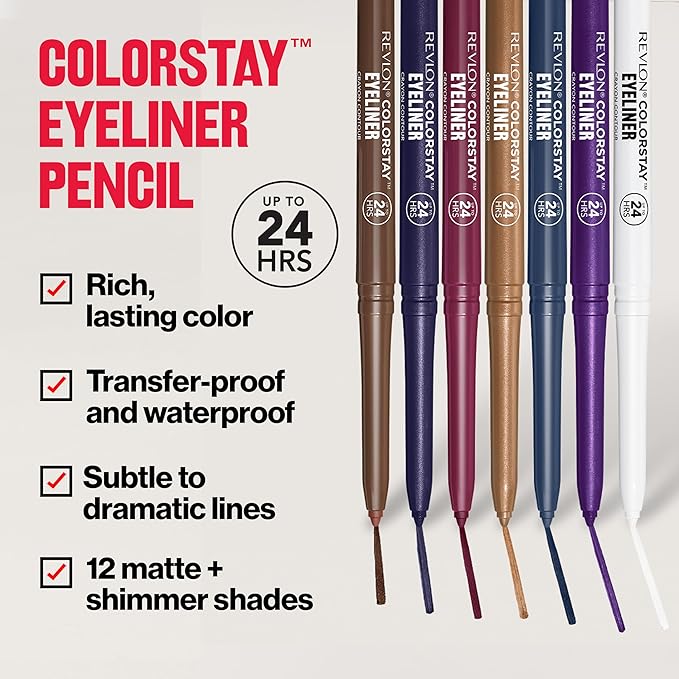 REVLON ColorStay Pencil Waterproof Eyeliner, Smudge-Proof, Eye Makeup with Built-In Sharpener, 206 Jade, 0.01 oz (Pack of 2)