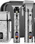 Professional Hair Clippers for Men,Hair Clippers+T-Blade Trimmer+Electric Shaver+Nose Hair Trimmer Set,4 in 1 Cordless Barber Hair Cutting Kit LCD Display Gifts (Gray)