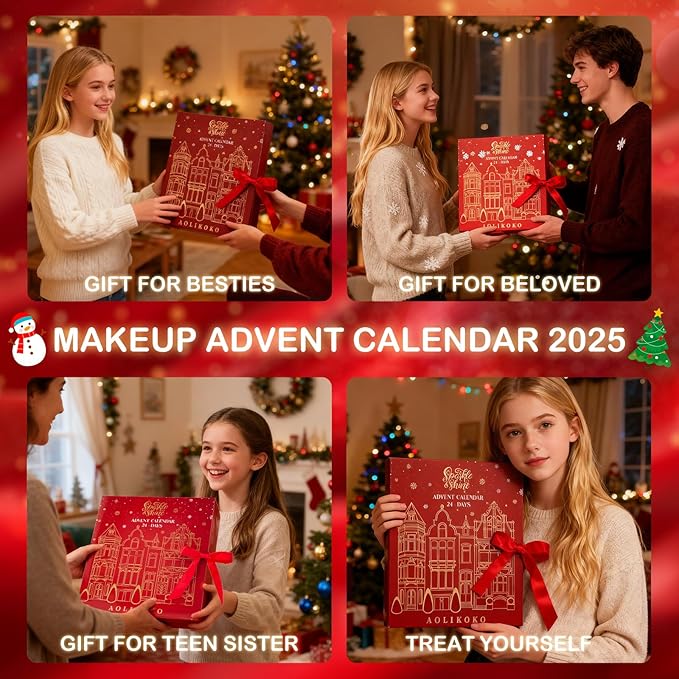 Makeup Advent Calendar 2025 for Women & Teen Girls, Xmas Countdown Calendar, 24 Days Christmas Gift Sets Full Makeup Kit Gift