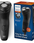 Philips Norelco Shaver 1100 Series, Dry Electric Shaver, 27 Self-Sharpening ComfortCut Blades, 4D Floating Heads, P-Cap, Deep Black, Model S1016/90