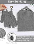 Anezus Exfoliating Back Scrubber Bath Gloves Set, Exfoliating Shower Towel with Shower Gloves for Body Scrub, Back Cleaner Wash Gloves to Remove Dead Skin (Grey)