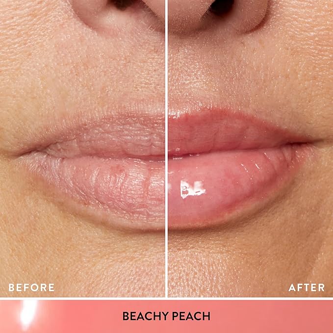 LAURA GELLER NEW YORK Fine Shine Glossy Lip Oil, Beachy Peach - Hydrating Squalane - Soft Coral Lip Gloss