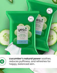 Yes To Face Wipes for Women and Men, Sensitive Facial Cleansing Wipes for use as a Make Up Remover, Cleaning, Soothing, Cucumbers Aloe Vera (Pack of 2)