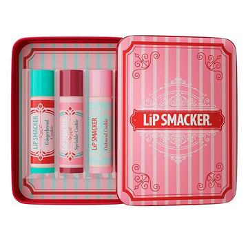 Lip Smacker Holiday Lip Balm Trio Tin – Gingerbread Cookie, Sprinkle Cookie & Oatmeal Cookie, Festive Flavored Lip Balms, Moisturizing Holiday Gift Set