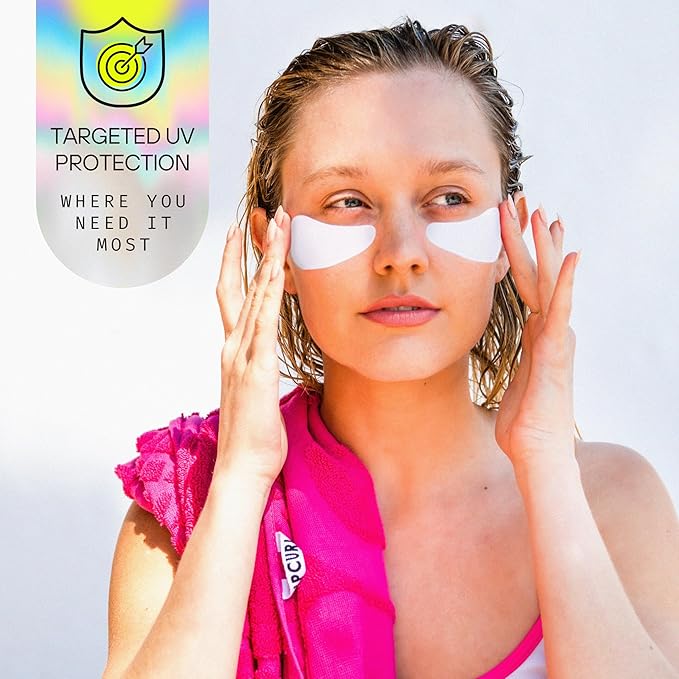 Sun Patch, Reusable Under Eye Sunblock Patches, 100% Silicone Sunscreen Under Eye Patches for UV Protection, Face Stickers with UPF 50, 1 Pack/4 Pairs, White (Golf, Surf, Swim, Ski & Snow, Outdoors)