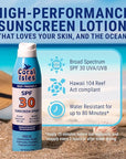 Coral Isles SPF 30 Sunscreen Spray - Hawaii Compliant - Oxybenzone & Octinoxate Free - Broad Spectrum - Water Resistant, 6 Fl Oz (Pack of 3)