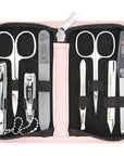 3 Swords Germany - brand quality 8 piece manicure pedicure grooming kit set synthetic leather case light pink - Made in Germany