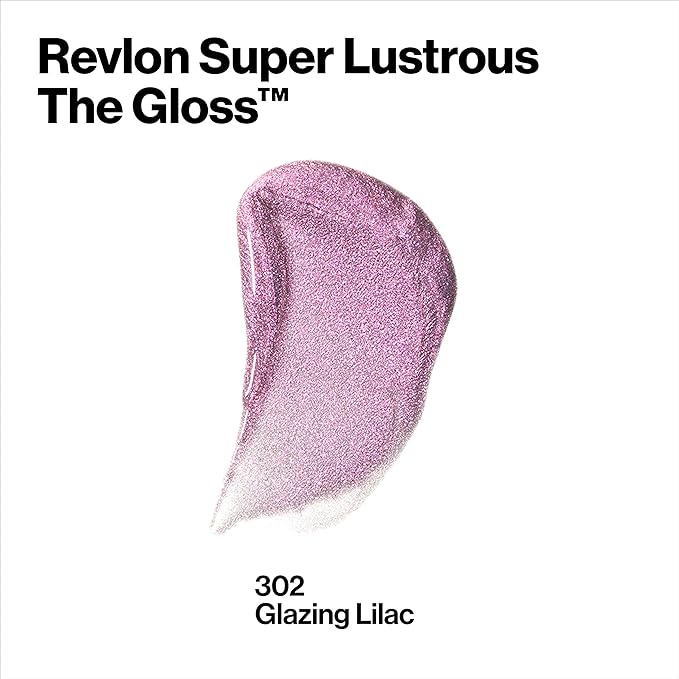 Revlon Super Lustrous Lip Gloss, Non-Sticky, Hydrating, High Shine Finish, 302 Glazing Lilac, 0.13 oz