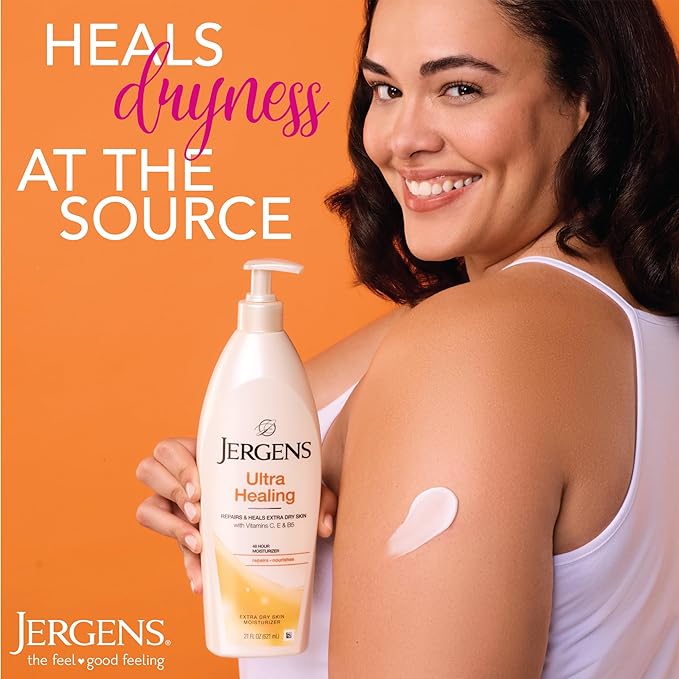 Jergens Ultra Healing Lotion for Extremely Dry Skin, Moisturizer to Relieve and Repair Rough Spots, Improves Skin Texture, Hand and Body Lotion with Vitamins E, C, & B5, 3 Oz (Pack of 6)