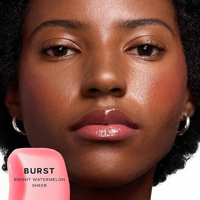 Saie Glossybounce - Hydrating Lip Gloss and Tinted Lip Oil Hybrid with Hyaluronic Acid & Jojoba Oil for Non-Sticky, Ultra-Shiny, Plump & Soft Lips - Everyday Makeup Essential - Burst (.17 oz)