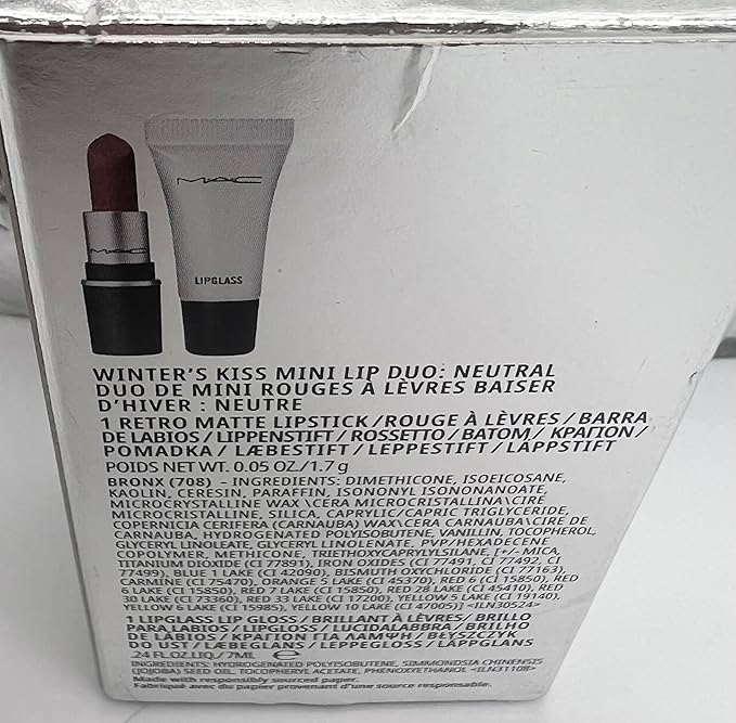 MAC Winters Kiss Lip Duo - Neutral Retro Matte Lipstick Bronx & Mini Lipglass Clear