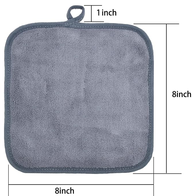 Makeup Remover Cloths for Face, Eye, Lips - Reusable Makeup Remover Pads Soft Microfiber Facial Cleansing Cloths 8 x 8 inch 12 Pack (Gray)