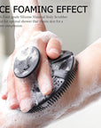 INNERNEED Food-Grade Soft Silicone Body Scrubber Shower Brush Handheld Cleansing Skin Brush, Gentle Exfoliating and Lather Well (Black+Gray)