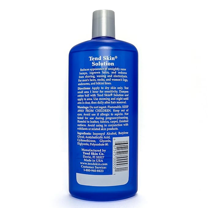 Tend Skin Solution for Unsightly Razor Bumps, Ingrown Hair and Razor Burns, Post Shaving and Waxing Toner for Men and Women, Made in USA, 16 Oz