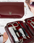 3 Swords Germany – Brand Quality 8 Piece Manicure Pedicure Grooming kit Set for Professional Nail Care with Synthetic Leather case Burgundy - Made in Germany
