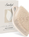 Sndyi Silicone Body Scrubber, Gentle Exfoliating Body Scrubber for Sensitive Skin, Leaf Shaped Shower Scrubber for Body with Lathering Bristles, Silicone Loofah Body Brush for Showering, Oatmeal