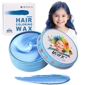 Temporary Blue Hair Color Wax for Kids, Women Men Colored Hair Styling Mud, Washable Style Dye for Girls Boys Teens, DIY Instant Hair Coloring Gel Cream for Cosplay Halloween Children's Day