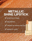 Oulac Pumpkin Color Lipstick with Metallic 3D Shine Hydrating Formula, High Impact Lip Color, Vegan Beauty, Full Coverage Lip Makeup, Christmas Gifts for Women, Persimmons(19)