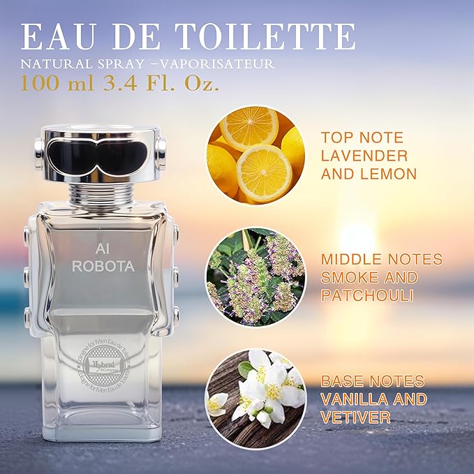 Hybrid & Company Ai Robota For Men Pour Homme Eau de Toilette Vaporisateur Natural Spray 3.4 Fl Oz