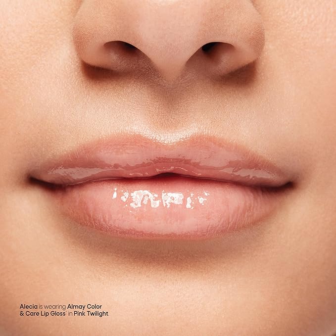 Almay Color & Care Hydrating Lip Gloss, Soft Natural Hues, Prebiotic Complex, Hyaluronic Filling-Sphere Technology, 100 Pink Twilight, 0.1 Fl Oz (Pack of 2)