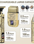 Electric Foil Shaver for Men, T-Blade Beard Trimmer Razor Nose Hair Trimmer Set, Cordless Rechargeable Beard Trimmers Professional Hair Clippers Kit with LCD, Gifts for Men Him Dad Fathers Day