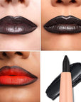 Oulac Black Lip Liner Pencil, 2in1 Retractable Makup Crayon for Lipliner and Eyeliner, Highly Pigmented, Smooth, Long Lasting and Waterproof Formula, Vegan Beauty, 01 Noir