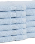 Arkwright Bath Washcloths 12 Pack - Super Soft 100% Cotton, 600 GSM Quick Dry & Absorbent, Luxury Face & Body Wash Cloth Towels for Hotels, Spa, and Vacation Rentals, Misty Blue