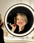 ROLOVE Makeup Mirror with Lights, 18 Inch Vanity Mirror with Lights, Lighted Makeup Mirror, Smart Touch Control 3 Colors Dimmable Round Lighted Vanity Mirror, Tabletop ＆ Desk Mirror, 360°Rotation