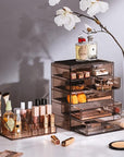 Sorbus Acrylic Makeup Organizer Set, 7-Drawer Vanity & Countertop Cosmetic Storage with Small & Wide Compartments, Bronze Glow Makeup Storage for Brushes, Jewelry – Holiday Gift for Women & Teens