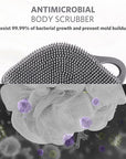 Sndyi Silicone Body Scrubber, Gentle Exfoliating Body Scrubber for Sensitive Skin, Leaf Shaped Shower Scrubber for Body with Lathering Bristles, Silicone Loofah Body Brush for Showering, Gray