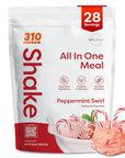 310 Nutrition All-In-One Meal Replacement Shake Powder - Plant-Based Protein Protein Powder with High-Fiber, Probiotics, Digestive Enzymes & Adaptogens - Low Carb Vegan Keto Friendly Superfoods Smoothie - Peppermint Swirl - 28 Servings