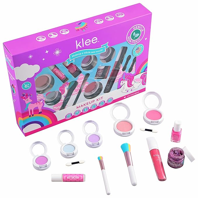 Luna Star Klee Deluxe Holiday Makeup Kit for Kids, Tweens and Teens. Non-Toxic and Kid-Friendly. Made in USA. (Holly Cuddles)