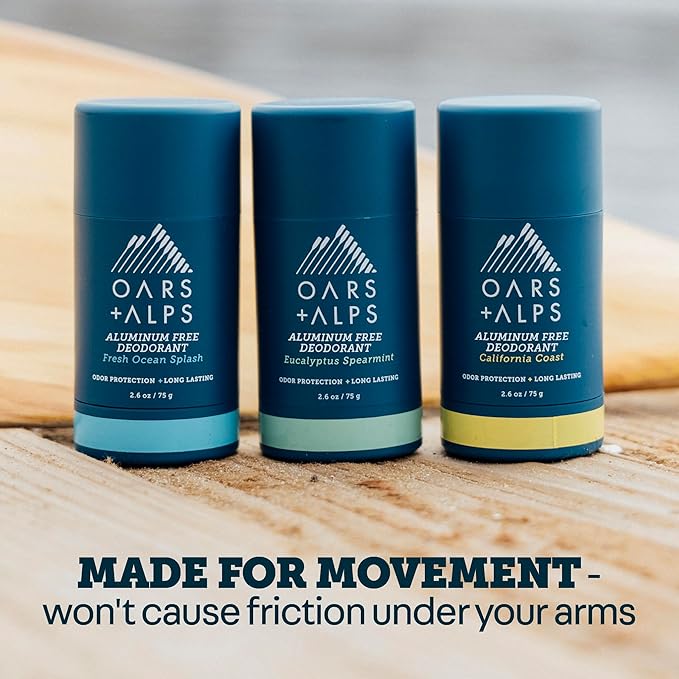 Oars + Alps Deodorant for Men & Women, Aluminum Free Deodorant for Men, Dermatologist Tested, Clean Ingredients, Non Toxic, Vegan, Long Lasting, Odor Protection, Variety Pack 3pk, 2.6oz