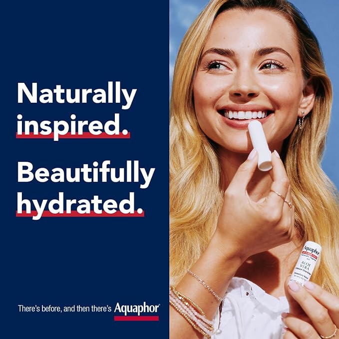 Aquaphor Naturally Inspired Lip Repair Stick with Aloe Vera and Natural Shea Butter, Hydrating Lip Balm Immediately Relieves Dryness, 0.17 Oz Stick (Pack of 2)