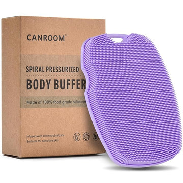 Zinc Infused Silicone Body Scrubber for Shower,Food-Grade Handheld Cleansing Skin Brush, Gentle Exfoliating and Lather Well - Purple