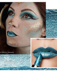 Oulac Metallic Green Lipstick for Women with Metallic 3D Shine, Lightweight Hydrating Formula, High-Impact Lip Color, Vegan Beauty, Full Coverage Lip Makeup, Turquoise (20)