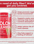 Health Plus Original Colon Cleanse, 12 oz Powder, 48 Servings - Natural Detox, Digestive Constipation Relief, Daily Fiber, Contains Psyllium Husk