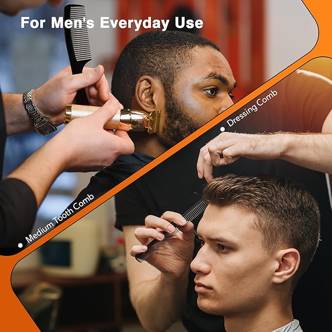 SALONSILK 5Pcs Combs for Men, Hair Pick Comb Set for Afro Black Mens Curls, Wide Tooth Medium Toothed Styling Dressing for Twist Detangler Natural Hair