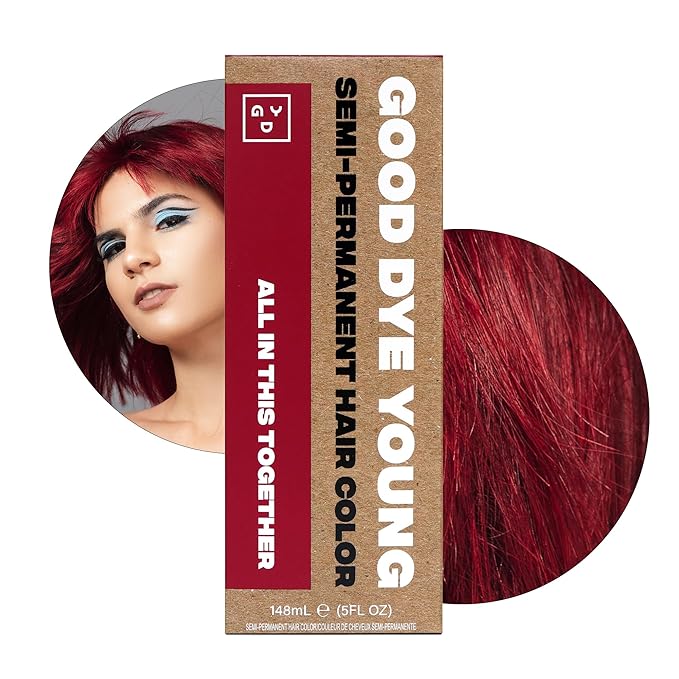 Good Dye Young Semi-Permanent Hair Color, Vegan and Cruelty-Free Red Hair Dye, Last up to 24 Washes, Non-Damaging Conditioning Hair Color (5FL OZ, All in This Together)