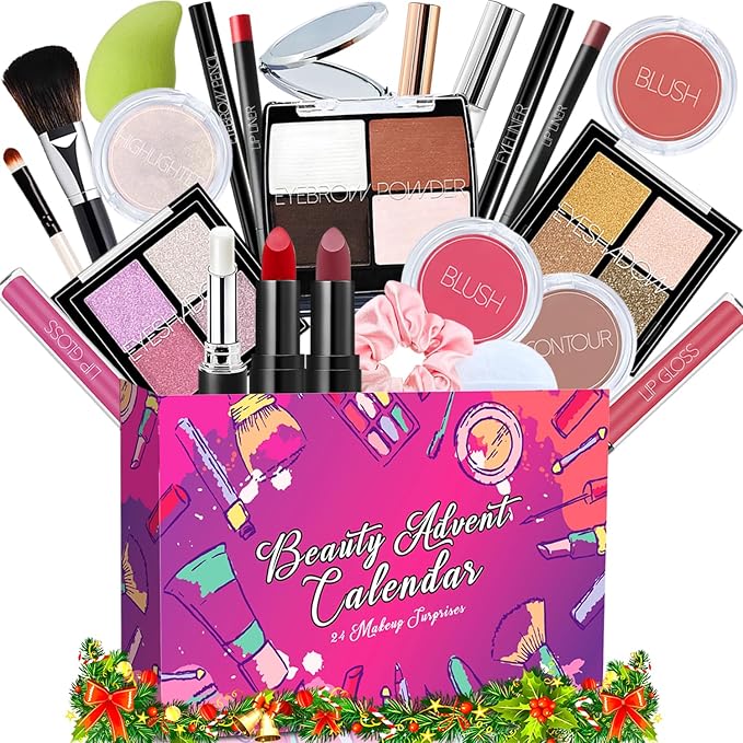 Makeup Advent Calendar 2025 Teen Girls Women Beauty Countdown Calendar Christmas Gifts for Women Teen Girl Trendy Stuff Unique Makeup Set Gifts Mascara Lipstick Blush Eyebrow Gel Eyeshadow