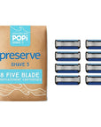 Preserve POPi Shave 5 Replacement Cartridges for Preserve POPi Shave 5 Razor (8 Count (Pack of 1))