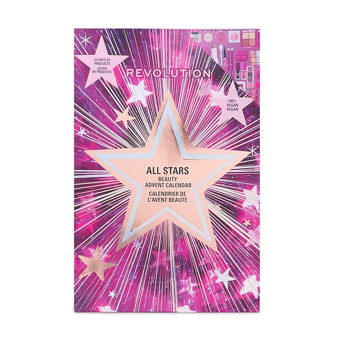 Revolution Makeup Advent Calendar 2025, 24-Piece Beauty Gift Set for Lips, Eyes, & Face, Features Essential Cosmetics & Tools, Vegan & Cruelty-Free