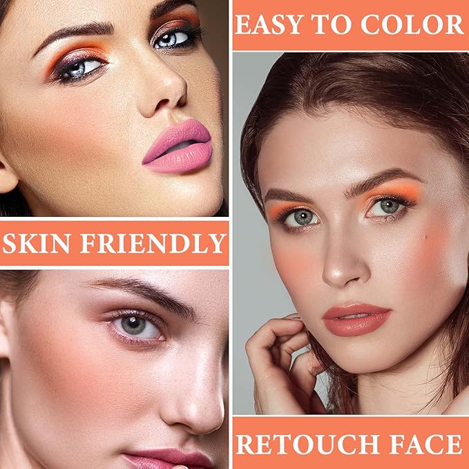 Cream Blush Stick,Blush Stick for Cheeks with Contour Citrus Pink）
