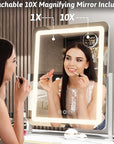 FENNIO Vanity Mirror with Lights 22 Inch- LED Lighted Makeup Mirror,Large Makeup Mirror with Lights,Touch Screen with 3-Color Lighting,Led Mirror Makeup,Dimmable(White)