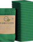 Softolle 100% Cotton Washcloths 24 Pack (12x12 Inches) Soft, Highly Absorbent Washcloth, Face Towels, Wash Cloths for Face, Ring Spun, Bulk Pack (Dark Green)
