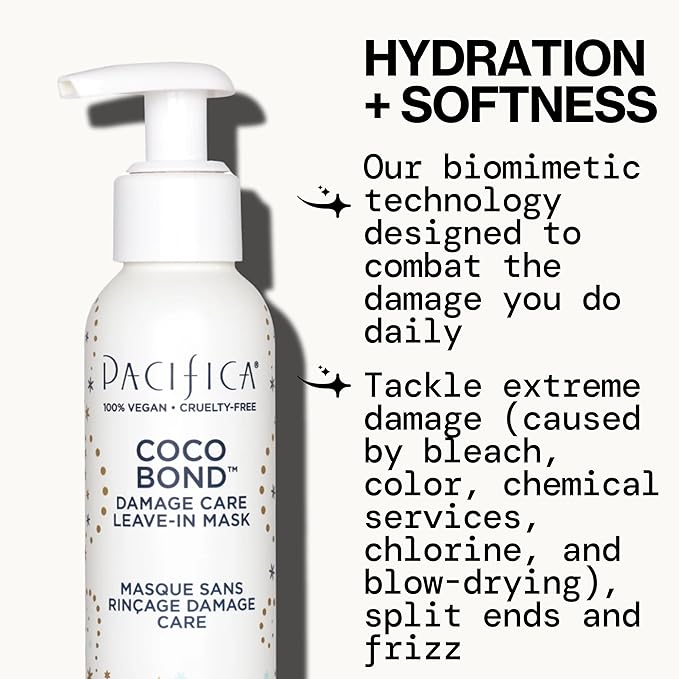 PACIFICA Beauty, Coco Bond Damage Care Leave-In Repair Mask Treatment, Dry & Damaged Hair from Bleach, Color, Chemical Services, Chlorine, & Heat, Coconut, Vegan