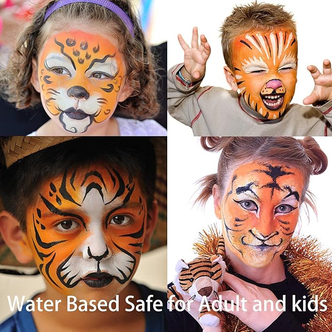 MEICOLY 2Pcs Black and Orange Face Body Paint Stick,Waterproof Face Paint for Halloween Pumpkin Tiger Lion Cosplay Makeup,Eye Black Stick for Baseball/Softball/Football/Lacrosse