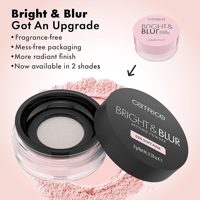 Catrice Bright & Blur Loose Setting Powder | Fragrance Free, Lightweight, Instant-Blurring Finish | Vegan & Cruelty Free (020 | Soft Pink)