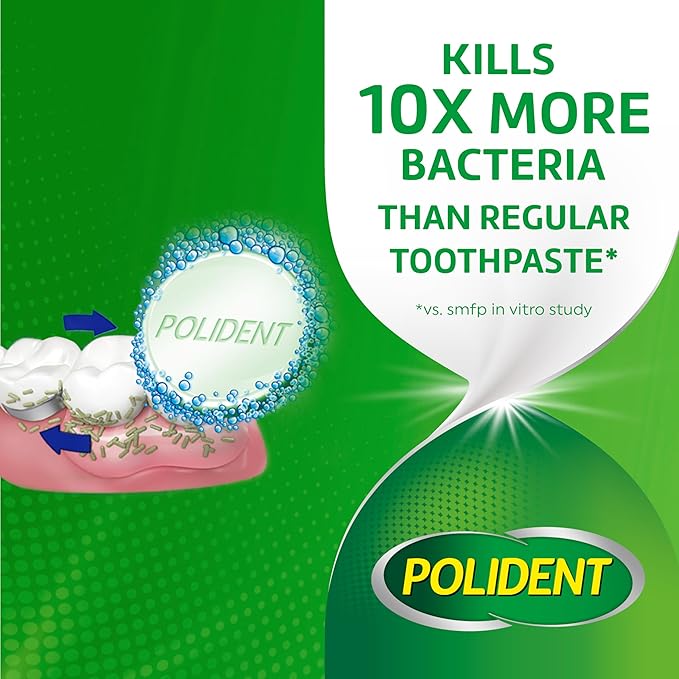 Polident Overnight Whitening Antibacterial Dental Appliance Cleanser Tablets, 60 Count